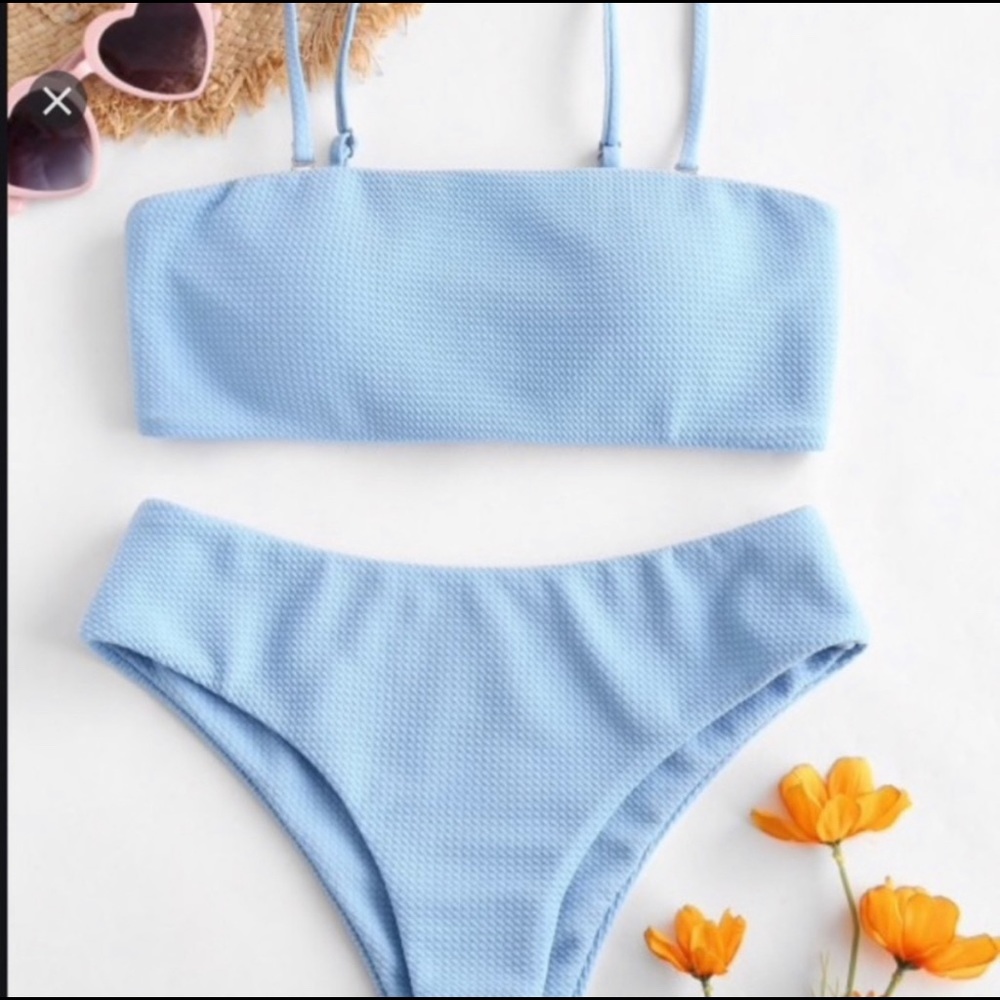 ZAFUL | Blue ribbed bikini with removable straps